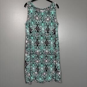 JM Collection Turquoise & Black Floral Sleeveless Dress - 0X - Women's Plus Size